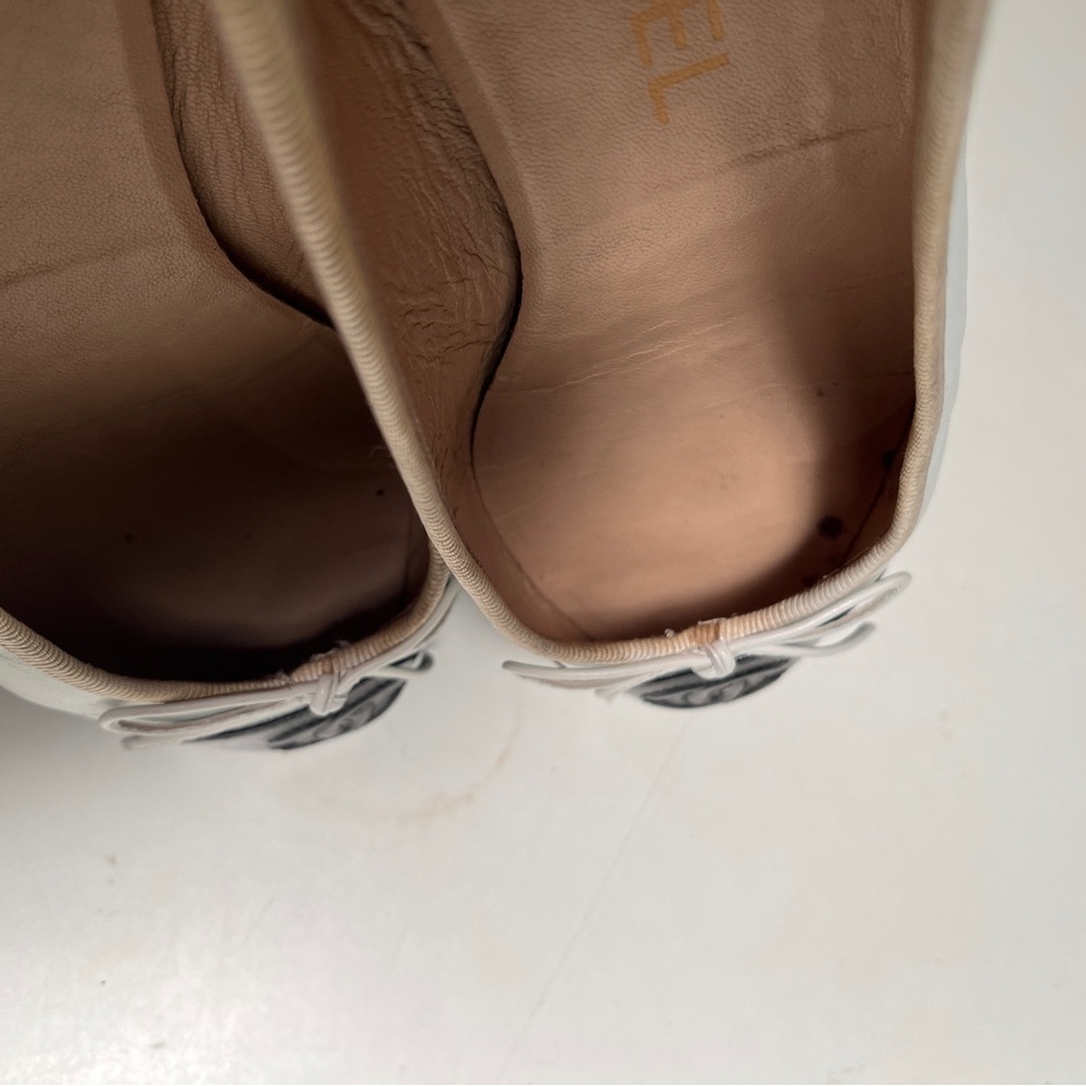 CHANEL Women's Cream and Black Cap Toe Flats - Picture 10 of 10